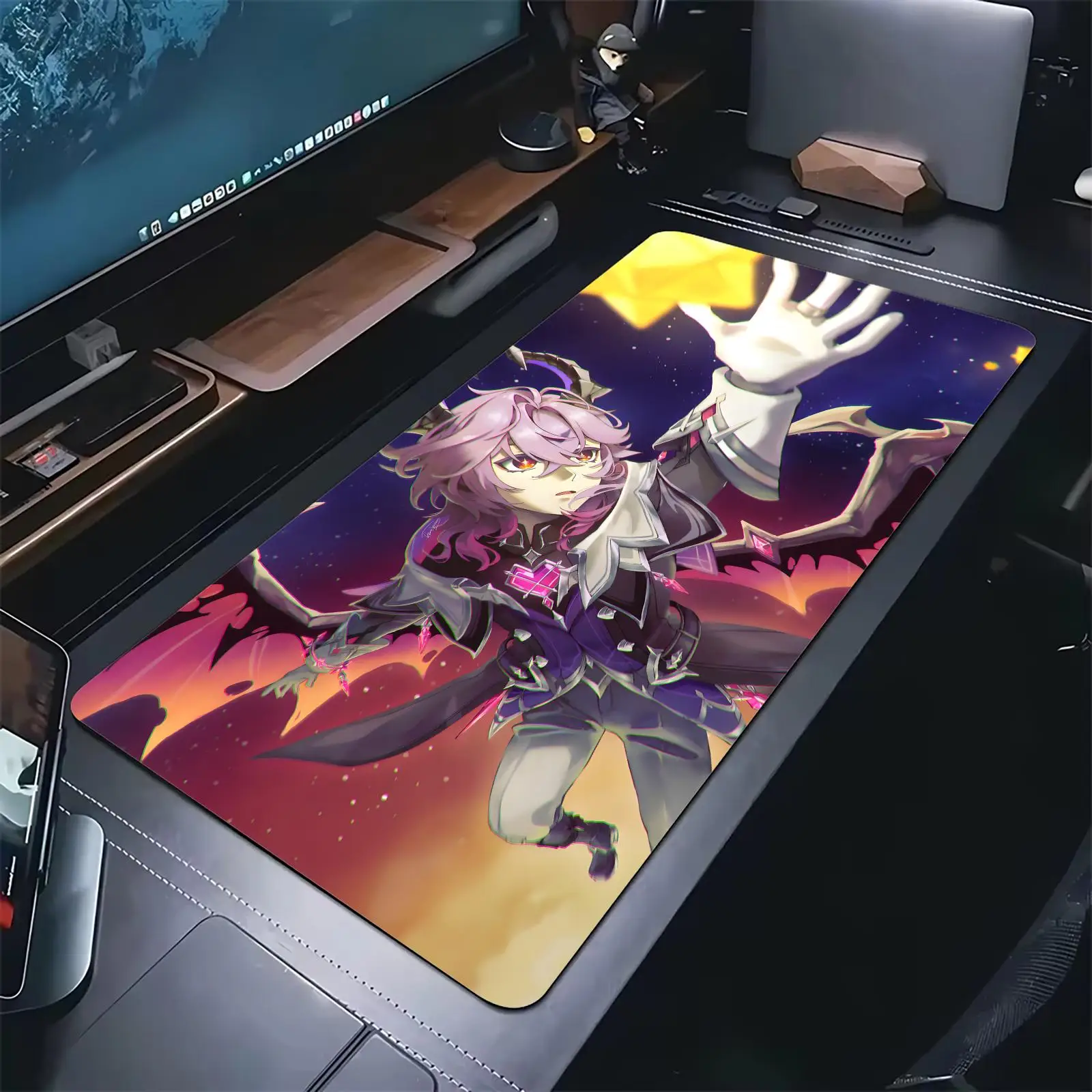 Genshin impact Durin Pro E-Sports XXL Gaming Mousepad Extra Large Non-Slip Stitched Edge Keyboard Laptop Desk Mat For PC Gamer