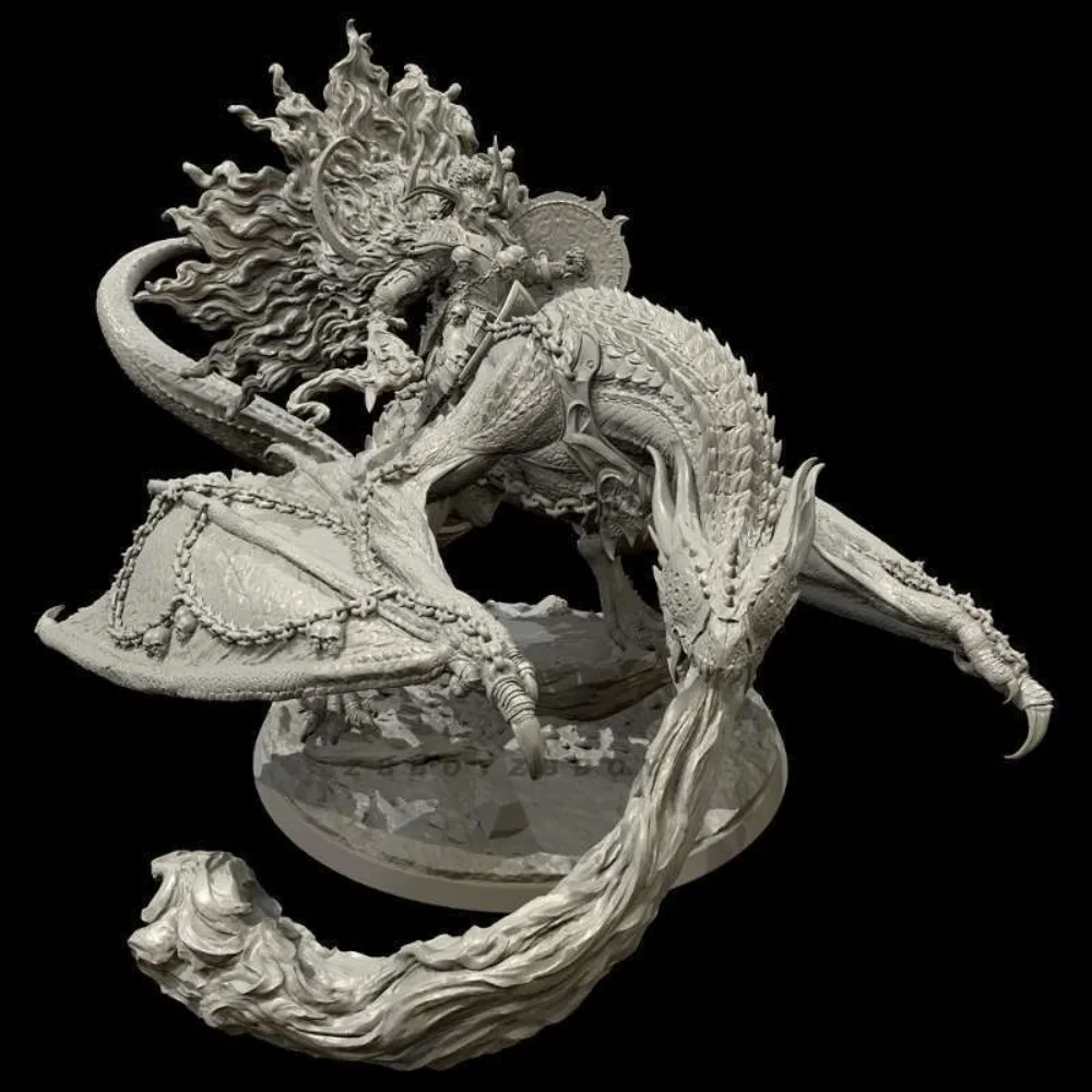 65mm 85mm 105mm Evil Fire Dragon Knight Resin Soldier Model 3D Printing Unassembled Unpainted Self-assembly Figurines Gift