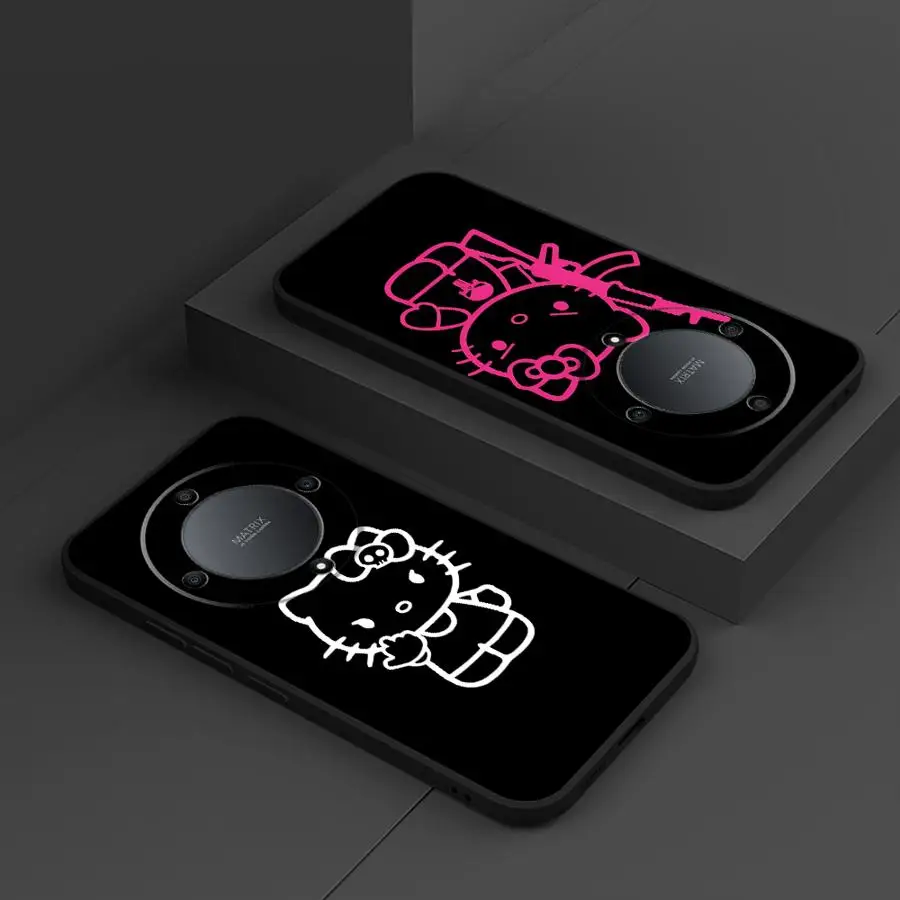 Funda de teléfono suave negra de Hello Kitty de dibujos animados para Honor Magic5Lite X6 70 8X X7 X9a 90 200 400 Lite X5b X8