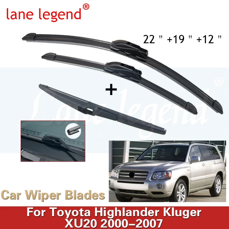 

Car Wiper Front & Rear Wiper Blades Set Kit For Toyota Highlander Kluger XU20 2000 - 2007 Windshield Windscreen 22"19"12"