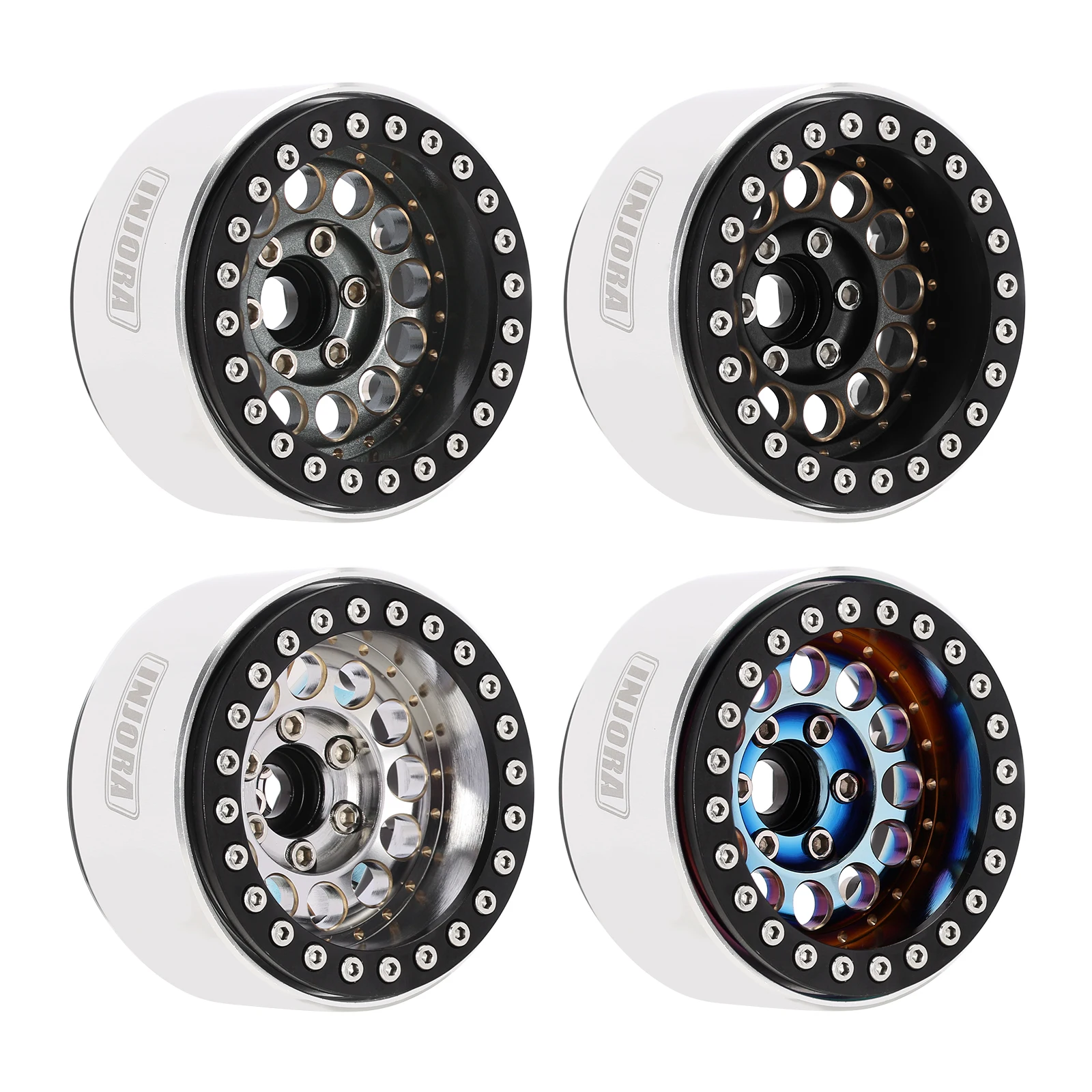 INJORA 153g Super Heavy Brass & Aluminum Deep Dish 1.9" Beadlock Wheel Rim for 1/10 RC Crawler SCX10 TRX4 VS4-10 Gen8 (W1957)