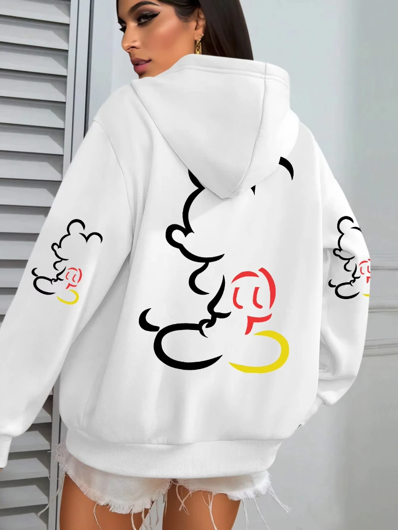 MINISO ميكي مجردة الفن هوديي الرباط هوديي الفن الاسلوب المناسب الرجال النساء موضة هوديي الصوف الدافئة طويلة الأكمام هوديي #2