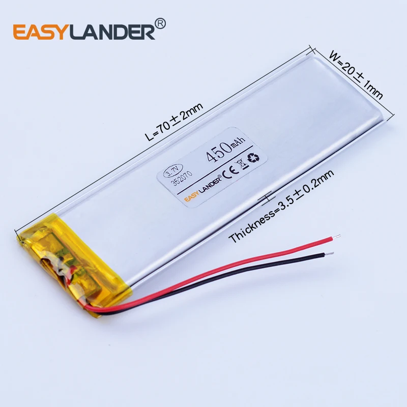 352070 3.7V 450mAh Rechargeable li Polymer Li-ion Battery For mp3 mp4 mp5 gps Bluetooth Speaker headset mobile small Toy 351969