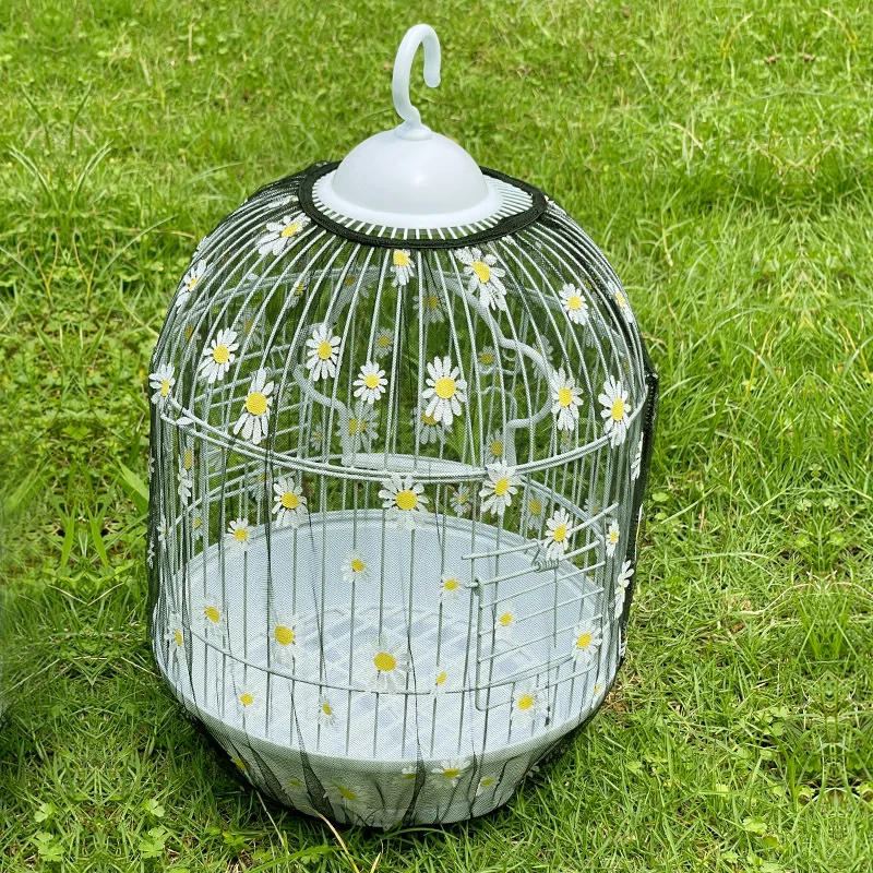 Nylon Mesh Bird Cage Cover Shell Skirt Net Easy Cleaning Seed Catcher Guard Bird Cage Accessories Airy Mesh Parrot Bird Cage Net