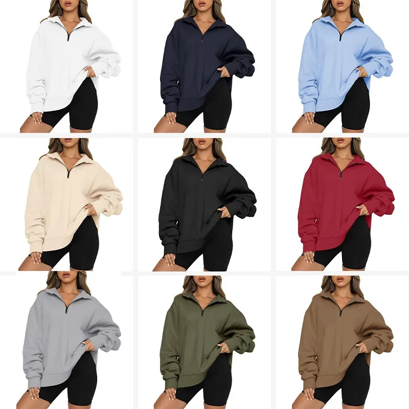 ​​Women's Quarter Zip Baseball Jacket French Pullover Fall Winter Casual Streetwear Top Minimalist Style 3-in-1 Jacket