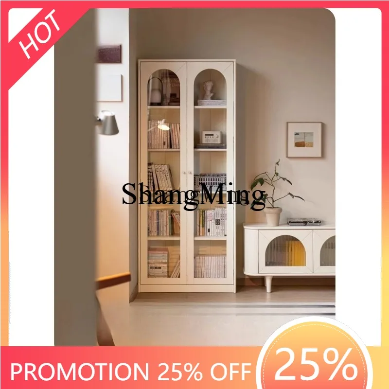 

CL bookcase white with glass door integrated whole wall combination floor display cabinet