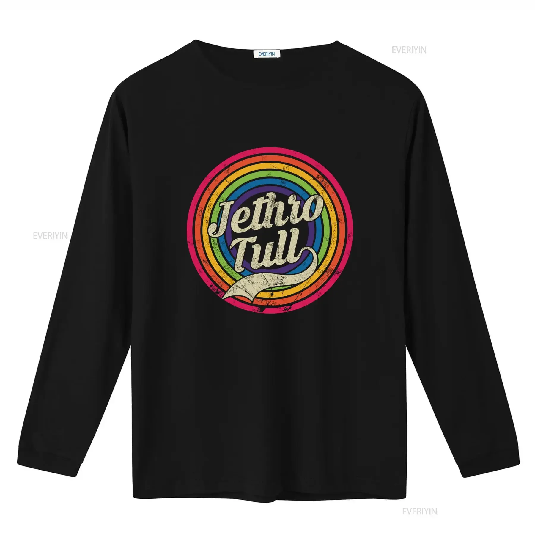 Jethro Tull Retro Faded Rainbow Design Ian Anderson Inspired Thick As A Brick Aqualung T Shirt vintage Washed Versatile Casual