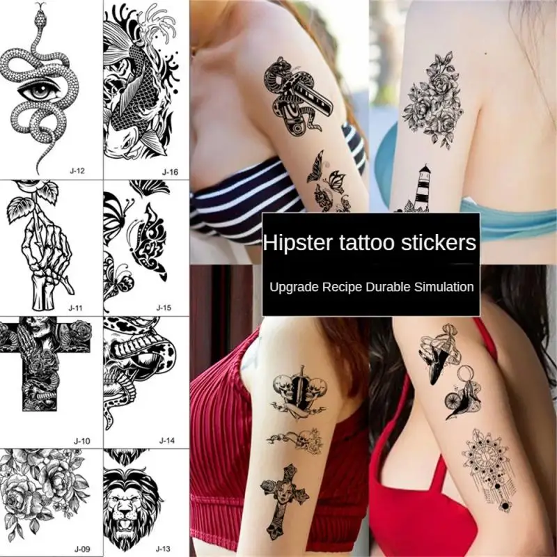 Water Transfer Tattood Girl Black And White Sketch Tattoo Stickers Flower Pattern Design Rich Styles Easy To Clean