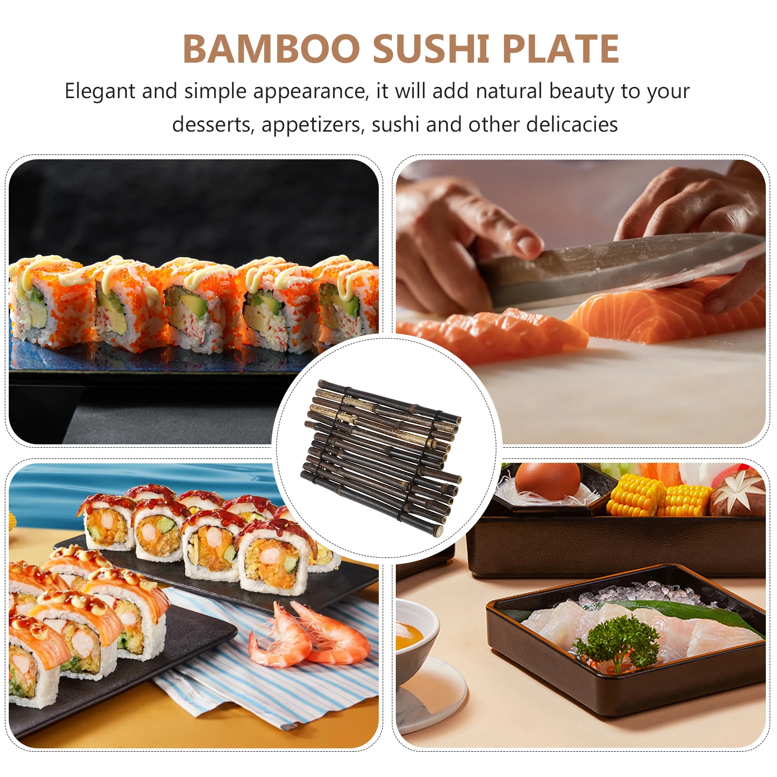 

Bamboo Sushi Plate Sushi Dish Serving Tray Household Plate Dessert Dish Nuts Snack Party Fruit Storage Kitchen Barware