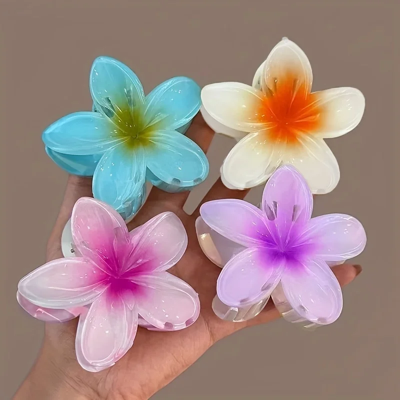 Five-petal flower Summer Super Fairy Vacation style frangeria Grab clip Shark Clip Acrylic flower hair grab hair accessories bac