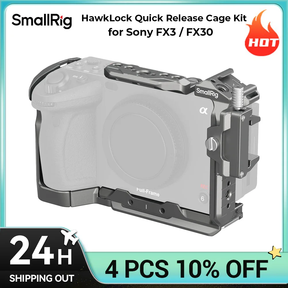 SmallRig FX3 / FX30 Cage,HawkLock Quick Release Cage Kit for Sony FX3 / FX30 with HDMI Cable Clamp Multiple Mounting Points 4770