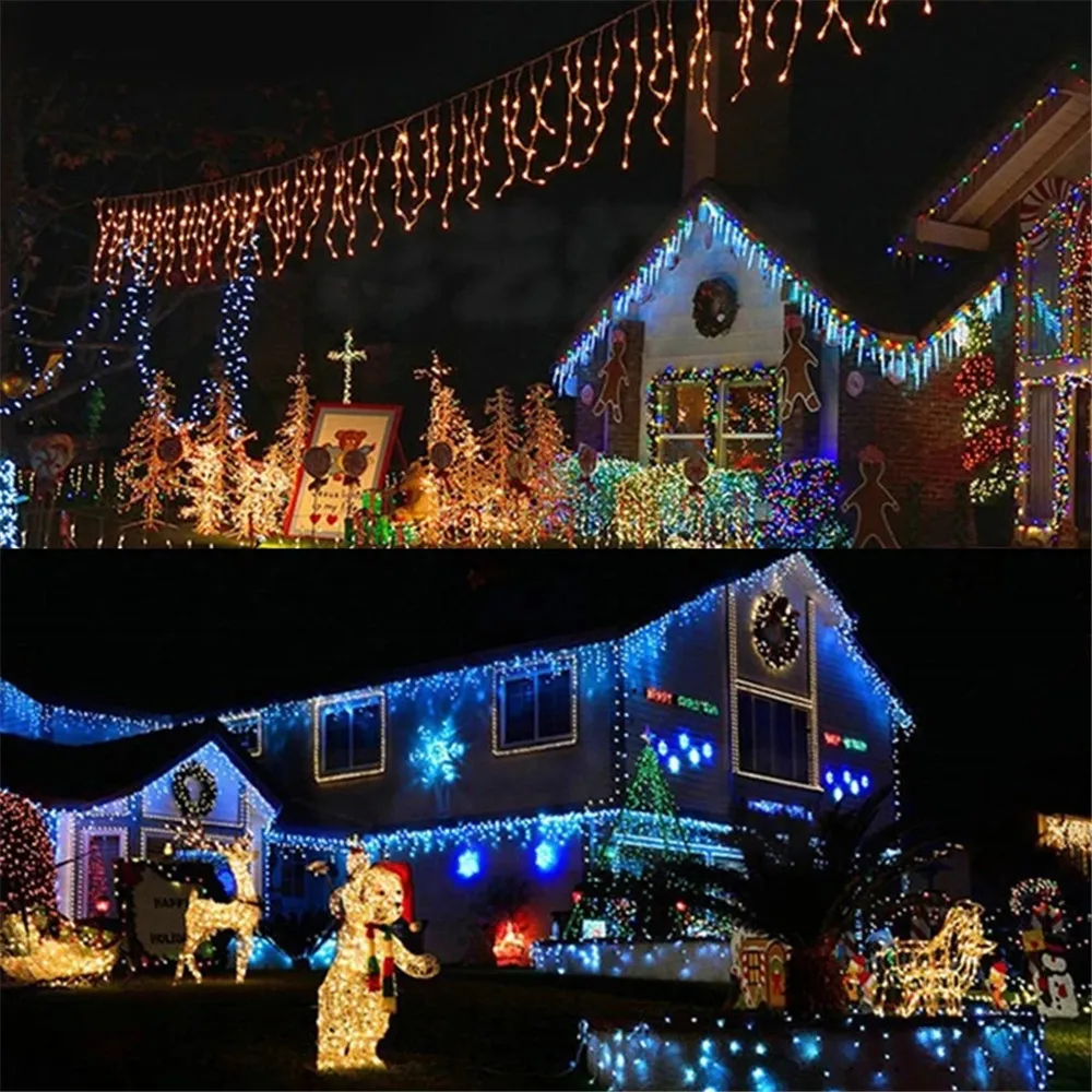 Christmas Garland Curtain Lights Outdoor Waterproof String Lights Droop 0.4-0.6m Christmas decoration for Eaves Garden Lights