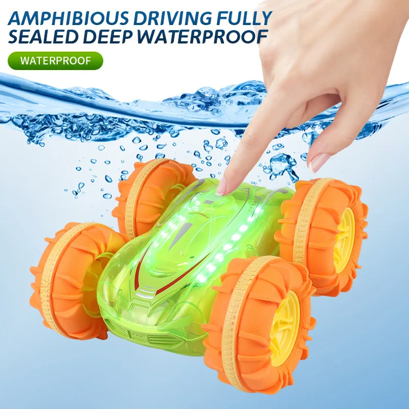 

F02-2.4G Amphibious Stunt RC Car: Double-Sided Flip, Gesture Sensing, Waterproof Off-Road Toy for Kids