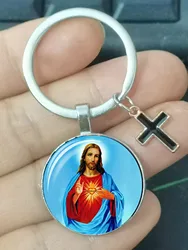 Virgin Mary, Mother Of Babies, Keychain, Jesus Christ, Christian Pendant, Catholic Religion, Glass Jewelry, Gift For Men And Wom