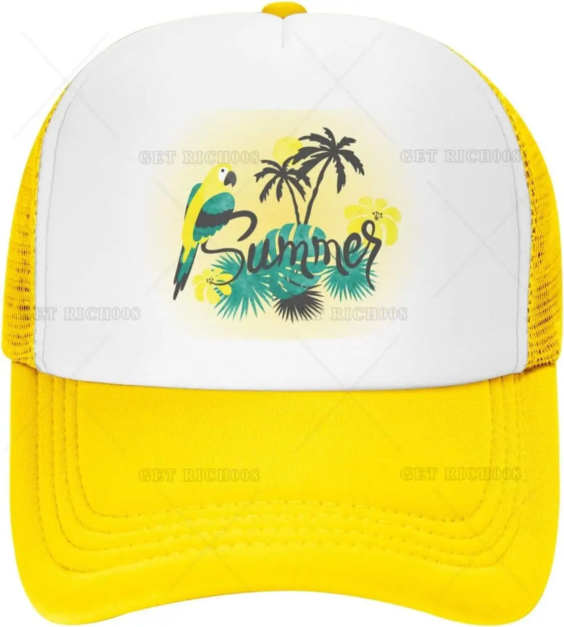 

Mesh Dad Hat Adjustable Washed Summer Parrot Palm Trees Baseball Dad Cap Funny Ball Trucker Cap for Women Men