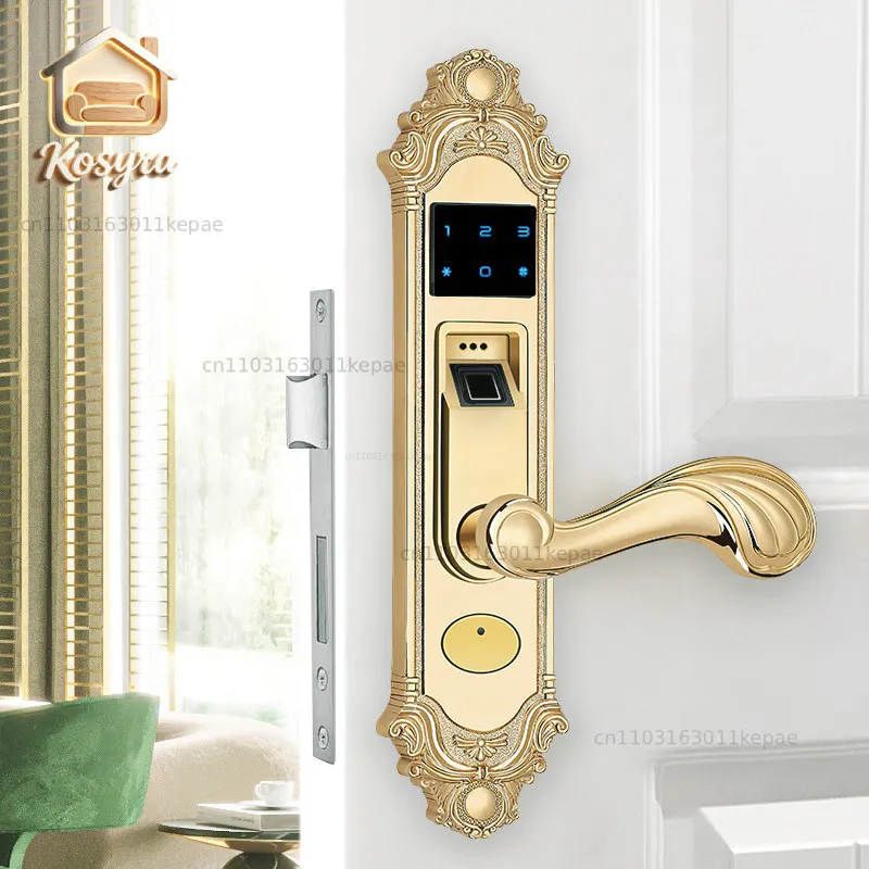 

European Gold Retro Fingerprint Lock French Combination Lock Wooden Door Home Bedroom Office Cream Wind Smart Lock