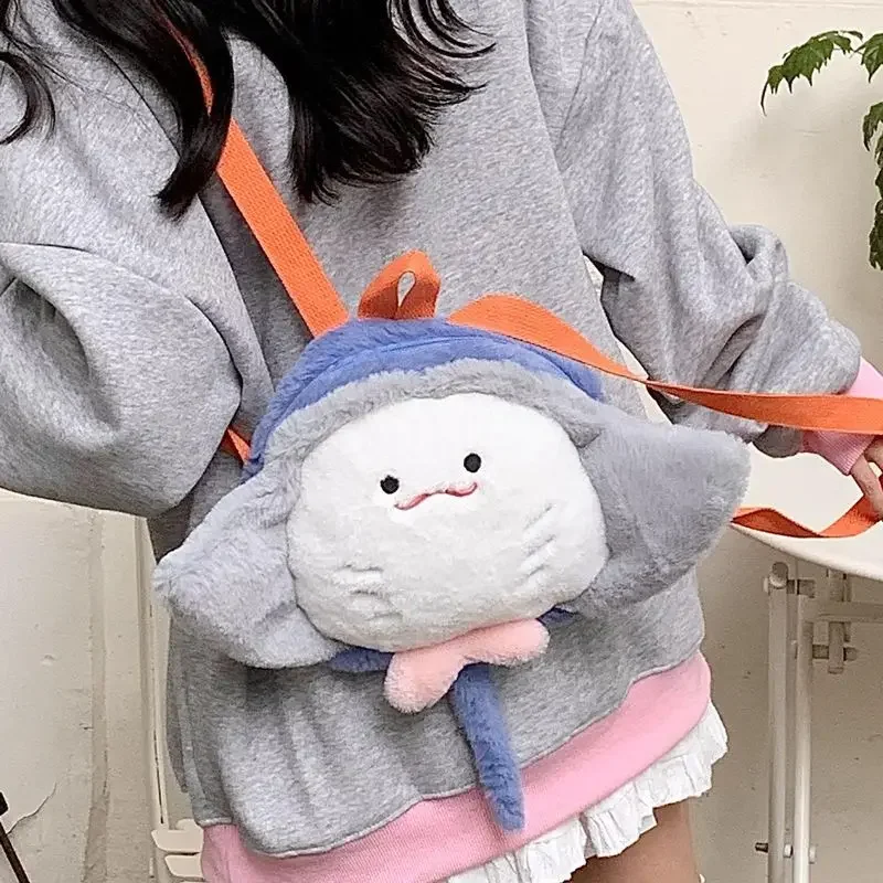 Japanese Cute Cartoon Manta Ray Plush Kawaii Doll Backpack Storage Bag School Bag Mini Kids Backpacks Girl Women Bag