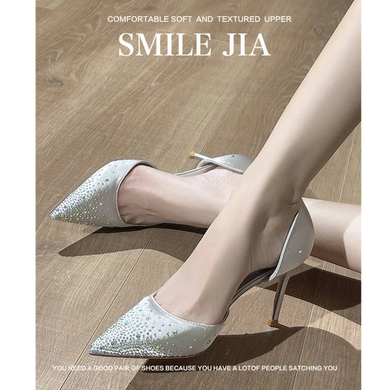 Beautiful Glittering High-heeled Pointed-toe Shallow-mouthed Thin-heel Women's Single Shoe