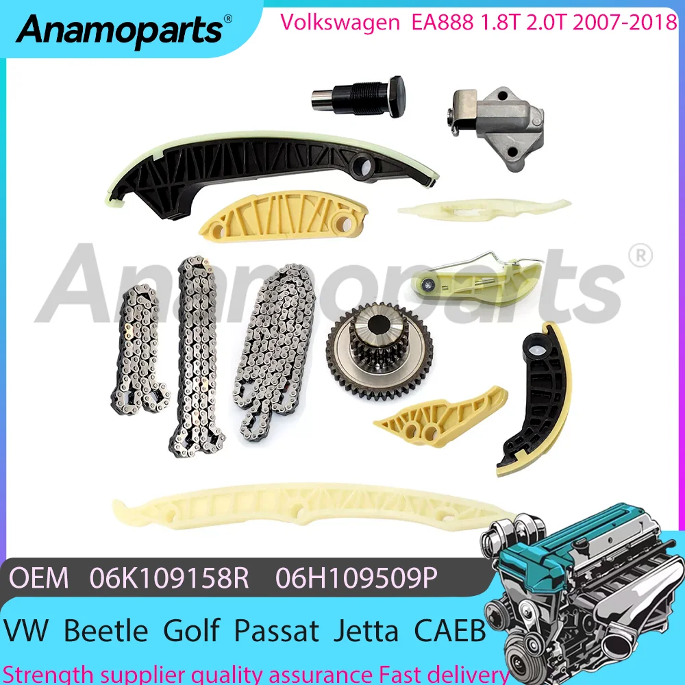 Engine timing chain tensioner kit fits for 2007-2018 EA888 VW Beetle Golf Passat Jetta CAWB CCTA CCTB CCZA 1.8T 2.0T 06H109509P