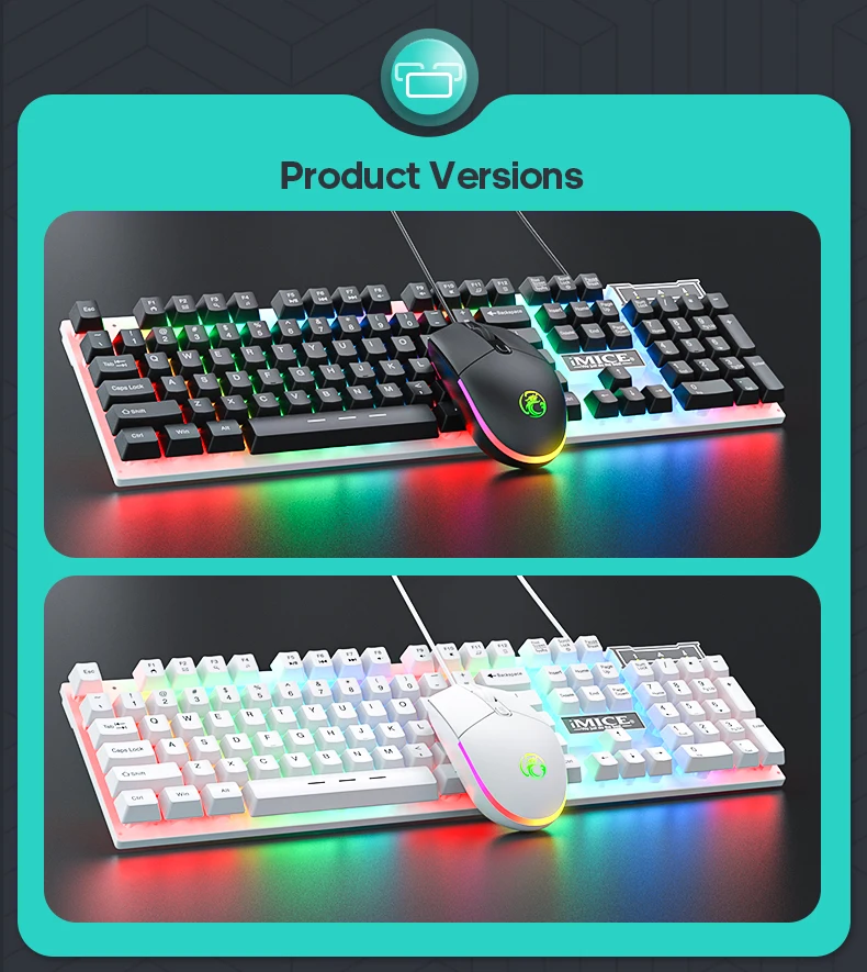 Gaming Keyboard And Mouse Combo Backlit Wired USB Mechanical Keyboards 2400 DPI Computer Accessories for Esports Mouse Gamer