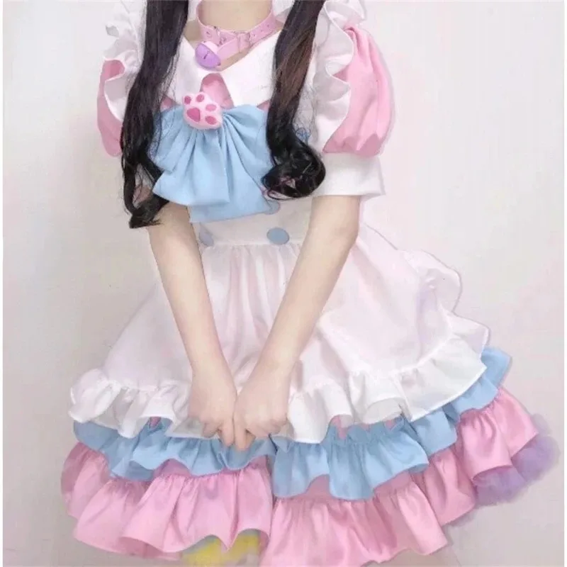 Kawaii Lolita cameriera vestito rosa blu cameriera Costume Cosplay bella scuola ragazza uniforme carino vestito giapponese vestiti regalo