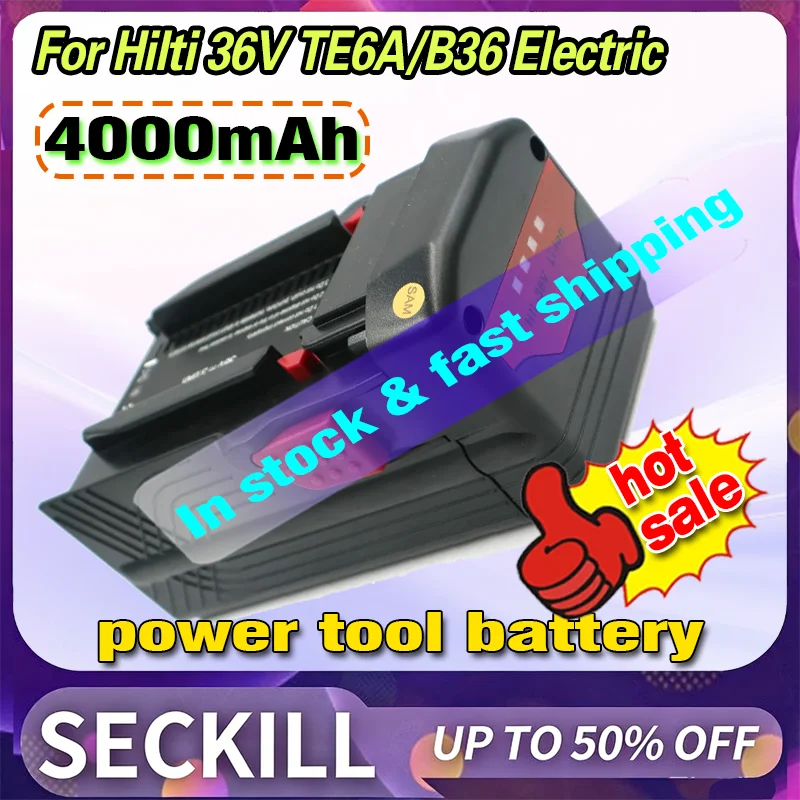 New 4000mAh Rechargeable Battery for Hilti 36V TE6A/B36 Electric Drills Electric Wrenches Angle Grinders 18650 Lithium Battery