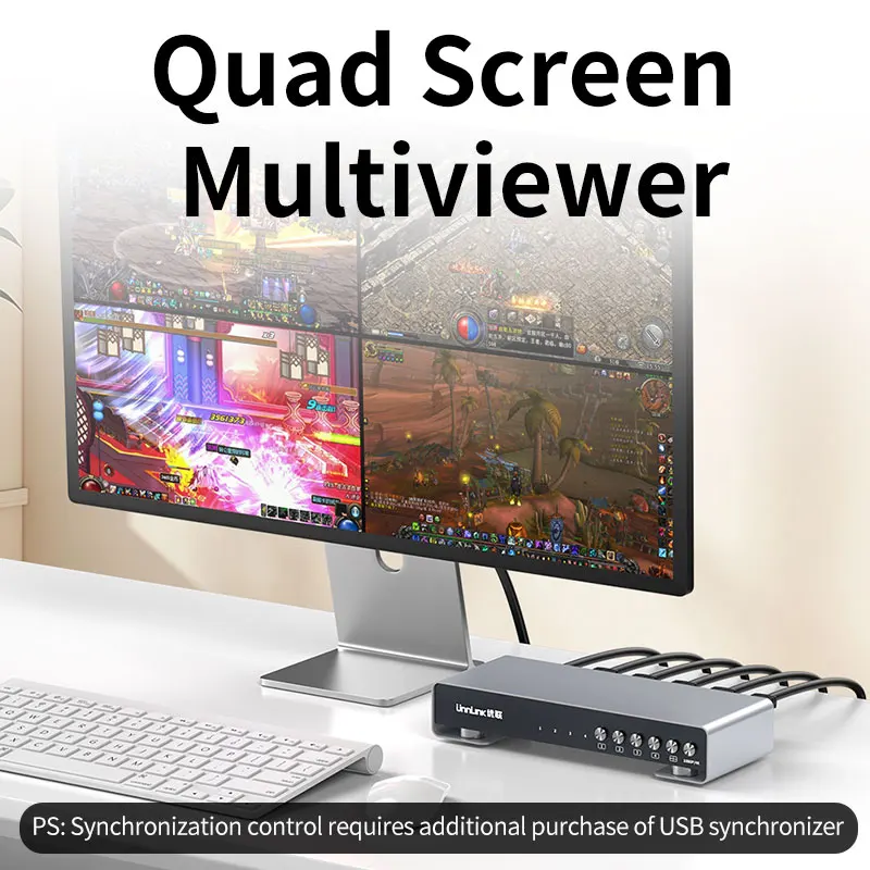 Unnlink 4K HDMI Quad Screen Multiviewer 4x1 2x1 Seamless Switching 4 In 1 Out HDMI Switch PIP for Camera PC to Monitor 1826 Chip