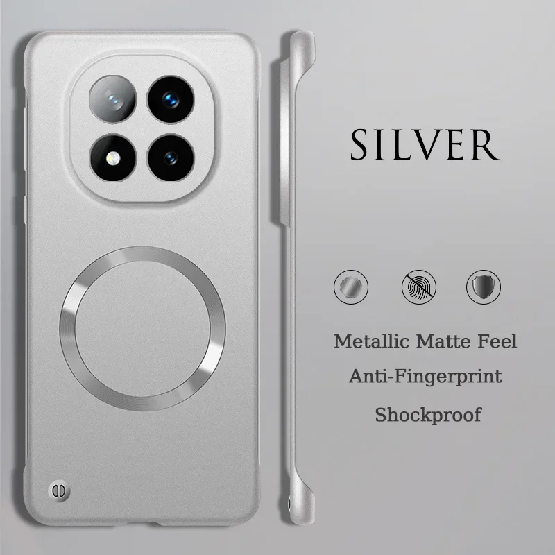 Ultra Thin Metallic Paint Texture Frameless Magnetic Case For Redmi Note 15 14 Pro Plus K80 K70 E Pro Shockproof Protect Cover