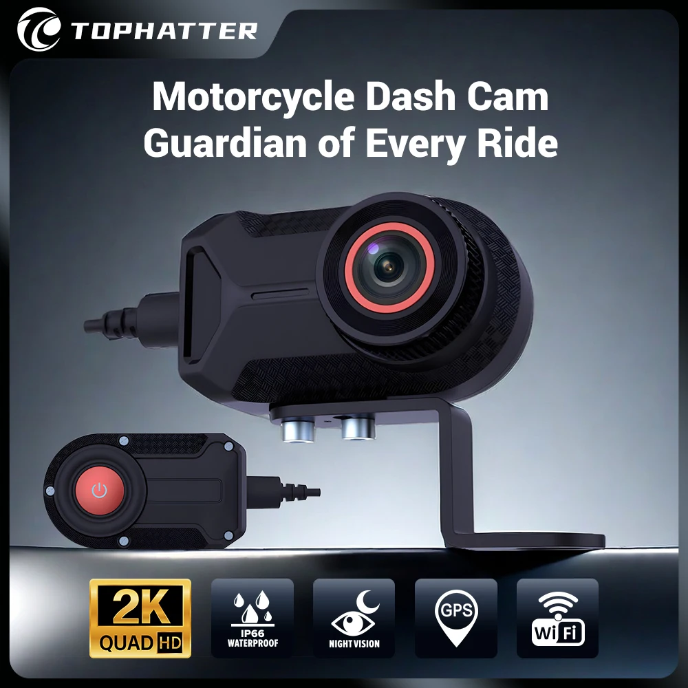 

Waterproof Motorcycle Camera DVR Motorcycle Dashcam 2K HD Front Rear Camera Video Recorder 170° Wide Angle with Loop Recording