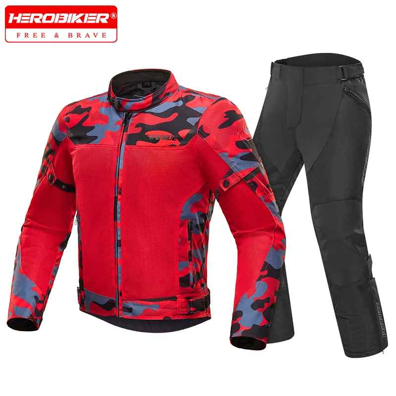 

HEROBIKER Motorcycle Pants Man Motorcycle Jacket Anti-Collision Motorcycle Protector Clothing Reflective Summer Riding Equipment