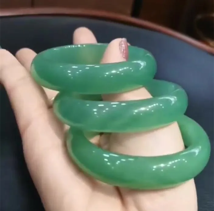 

Top natural Dongling jade Bracelet Verdant Hetian jade fine and smooth Bracelet Perfect Handring Latest Fine Jewelry