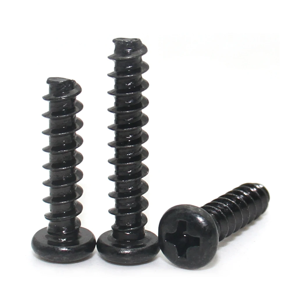 M1 M1.2 M1.4 M1.5 M2 M2.3 M2.6 M3 M3.5 M4 M5 250pcs Black Carbon Steel  Mini Phillips Cross Recessed Pan Head Self-tapping Screw
