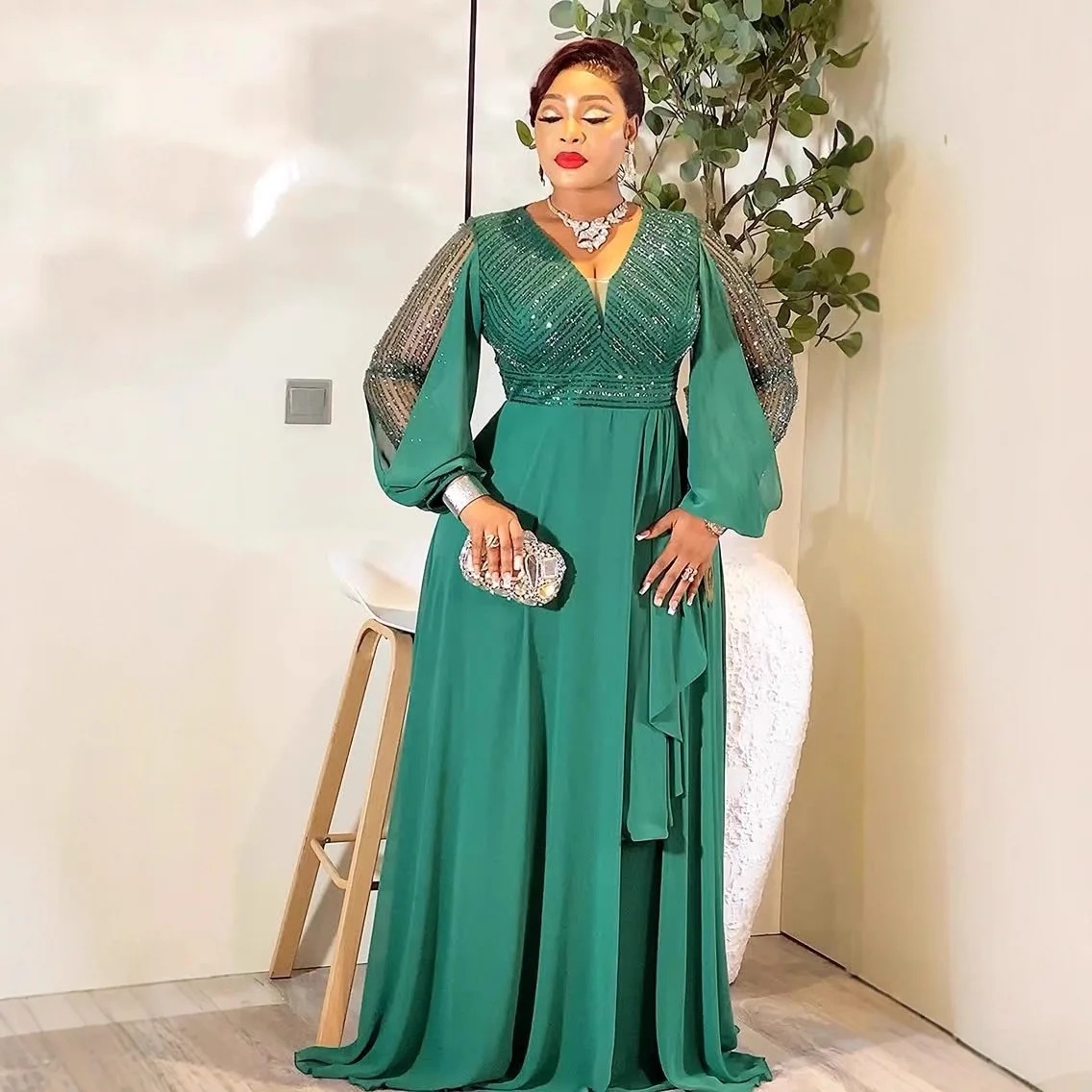 

Plus Size Women's Sequin Patchwork Long Sleeve Dress V-neck High Waist Slimming Elegant Party Dress Summer Elegantes Casual Y2k