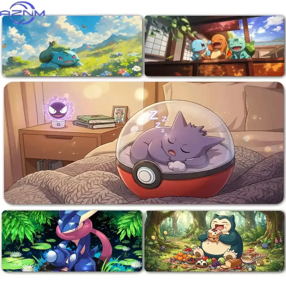 Pokemon Lapras Gaming Mouse Pad Large Desk Mat  Stitched Edge Non Slip Rubber Base Keyboard Pad Office Laptop Table Decor