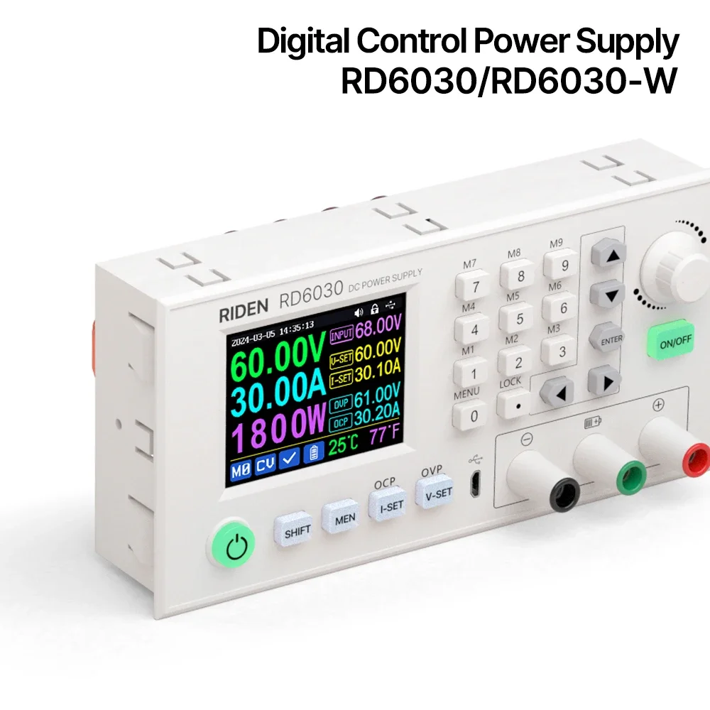 RD6030 RD6006W Adjustable Step Down Voltage Regulated Power Supply Buck Converter 12V/36V/48V/60V Battery Charger Display Screen