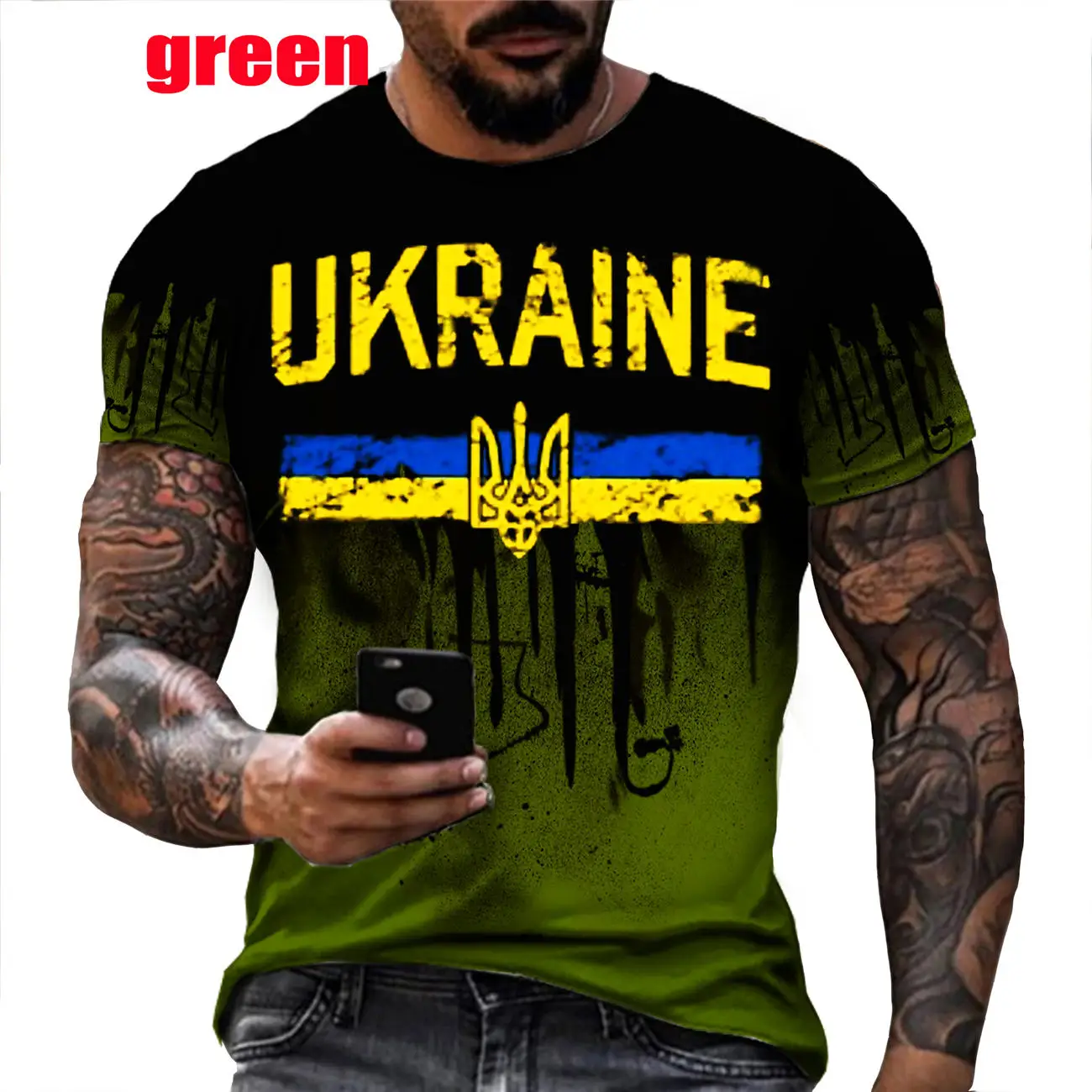 Camouflage Ukraine Flag Men T Shirts Summer Oversized Loose Clothes Vintage Camo Short Sleeve Fashion Letters Tee Casual Clothes