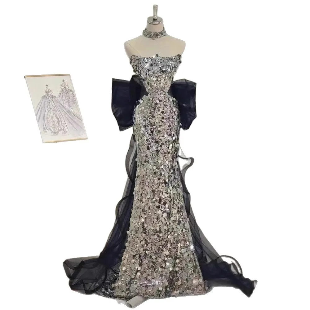 الراقية مطرزة عيد ميلاد بار ميتزفه فستان صديرية دائرية سليم صالح المضيف لامعة ذيل السمكة تنورة فاخرة انفصال القوس فساتين السهرة