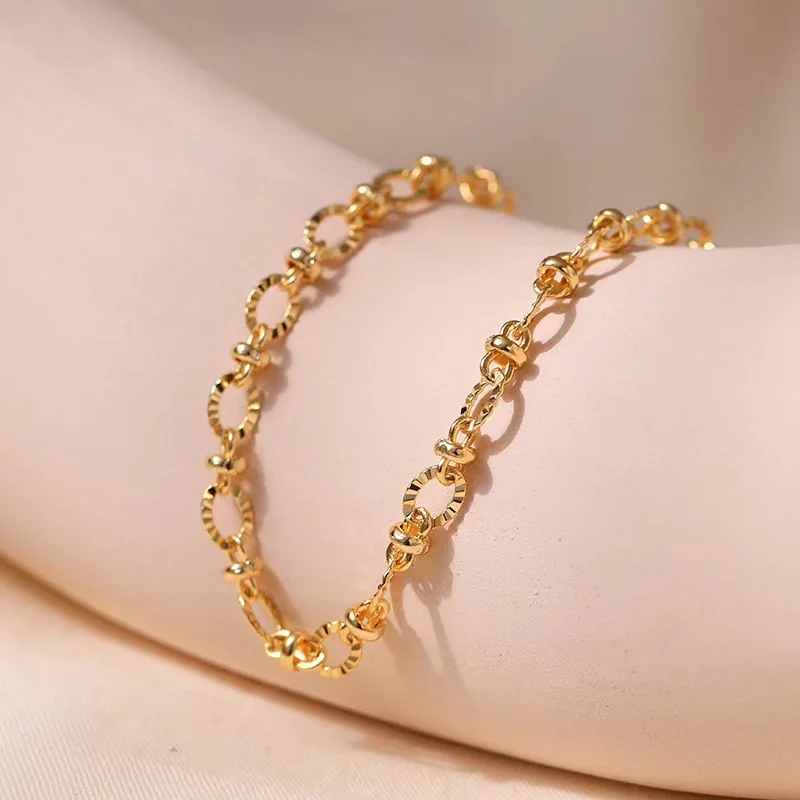 Popular Brands 18k Gold Filled trend Chain Bracelets for Women fashion Lady Charm Wedding Party Holiday Gifts jewelry 18+4cm