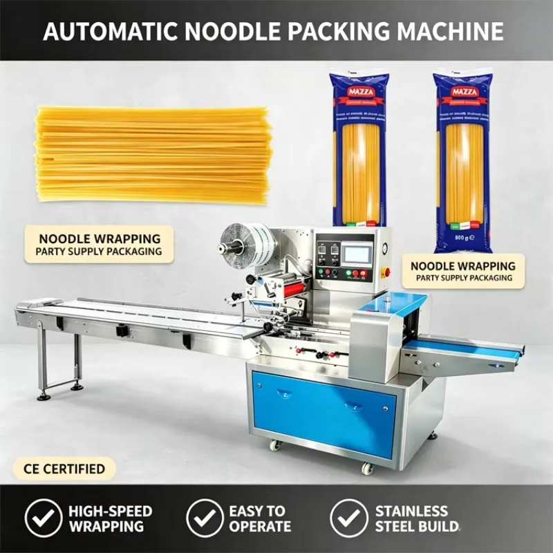 Customized Automatic Flow Wrapper Packing Machine Multifunctional Spaghetti Long Pasta Packaging Equipment