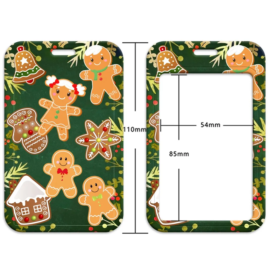 LLavero de identificación de crédito con cordón de comida navideña, llavero de cubierta de tarjeta de visita de autobús, Banco de viaje para estudiantes