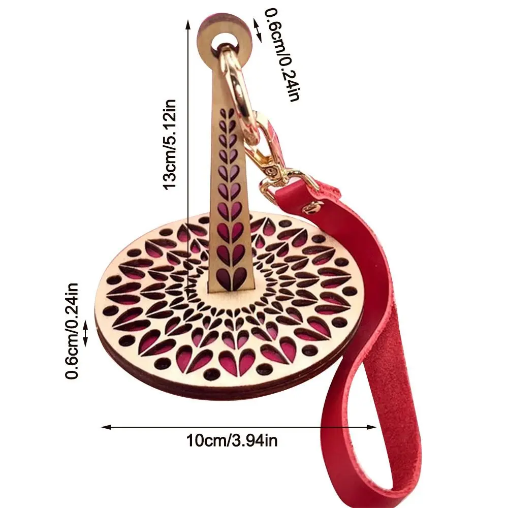 가죽 손목 스트랩이 있는 목재 휴대용 손목사 거치대, 원사 보관, 크로셰 원사 거치대, 원사 엉킴 방지 뜨게