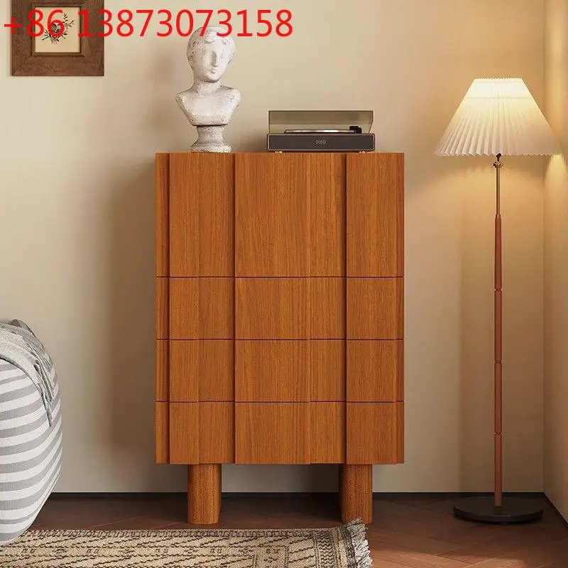Mueble de almacenamiento retro francés de madera maciza con chapa de teca, estilo medieval, para sala de estar y dormitorio, con bordes de chapa de madera, diseño de montañas y ríos.