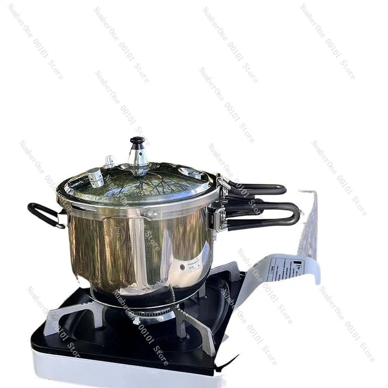 

Portable 304 Stainless Steel Pressure Cooker with Foldable Handle Mini Camping Cookware High Pressure Pot for 1-3 People