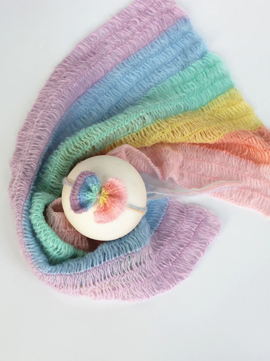 Newborn Rainbow Scarf with Headband Baby Scarves Baby Blanket Newborn Photography Props Baby Accessories Newborn Shooting Wrap