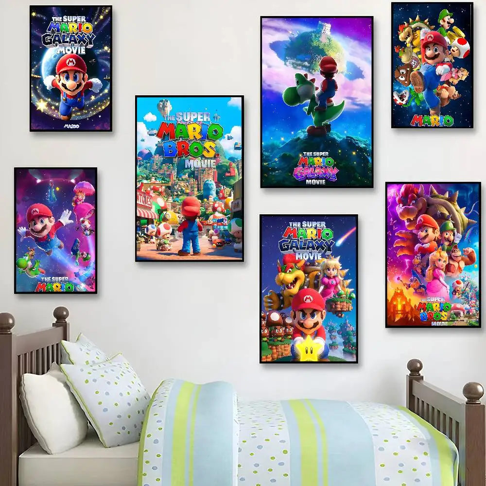 S-Super Cute Style M-Mario Anime Posters Sticky HD Quality Wall Art Retro Posters For Home Kawaii Room Decor