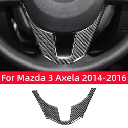 For Mazda 3 Axela 2014-2016 Steering Wheel Panel Frame Trim Cover Modification Sticker Car Interior Accessories Carbon Fiber