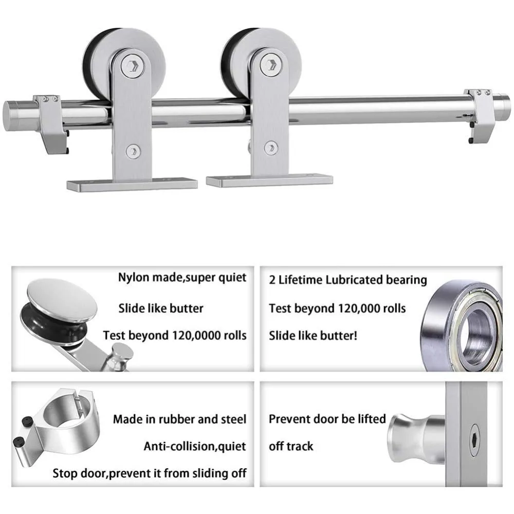 Imagem -06 - Rolos de em Forma de t da Ferragem da Porta do Celeiro Deslizante com Rolo Grande Somente Rolos Par Aço Inoxidável