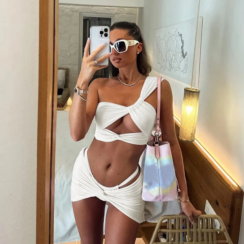 Bonny 3 pièces Sexy Bikini une épaule Bikini ensemble femmes maillot de bain maillot de bain pour femme 2025 couvertures maillot de bain maillots de bain Biquini