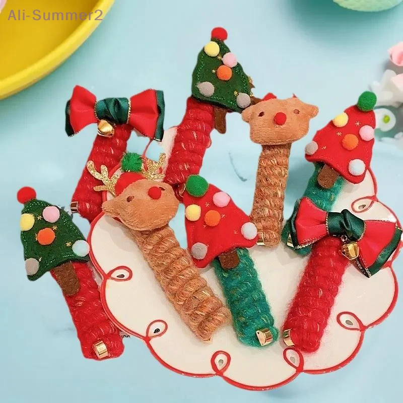 1/2 قطعة ربطات شعر حلزونية لعيد الميلاد للنساء | ربطات شعر مرنة على شكل ندفة الثلج، قفاز عيد الميلاد الملون، سحر قصب الحلوى | هوليدي جيف #5