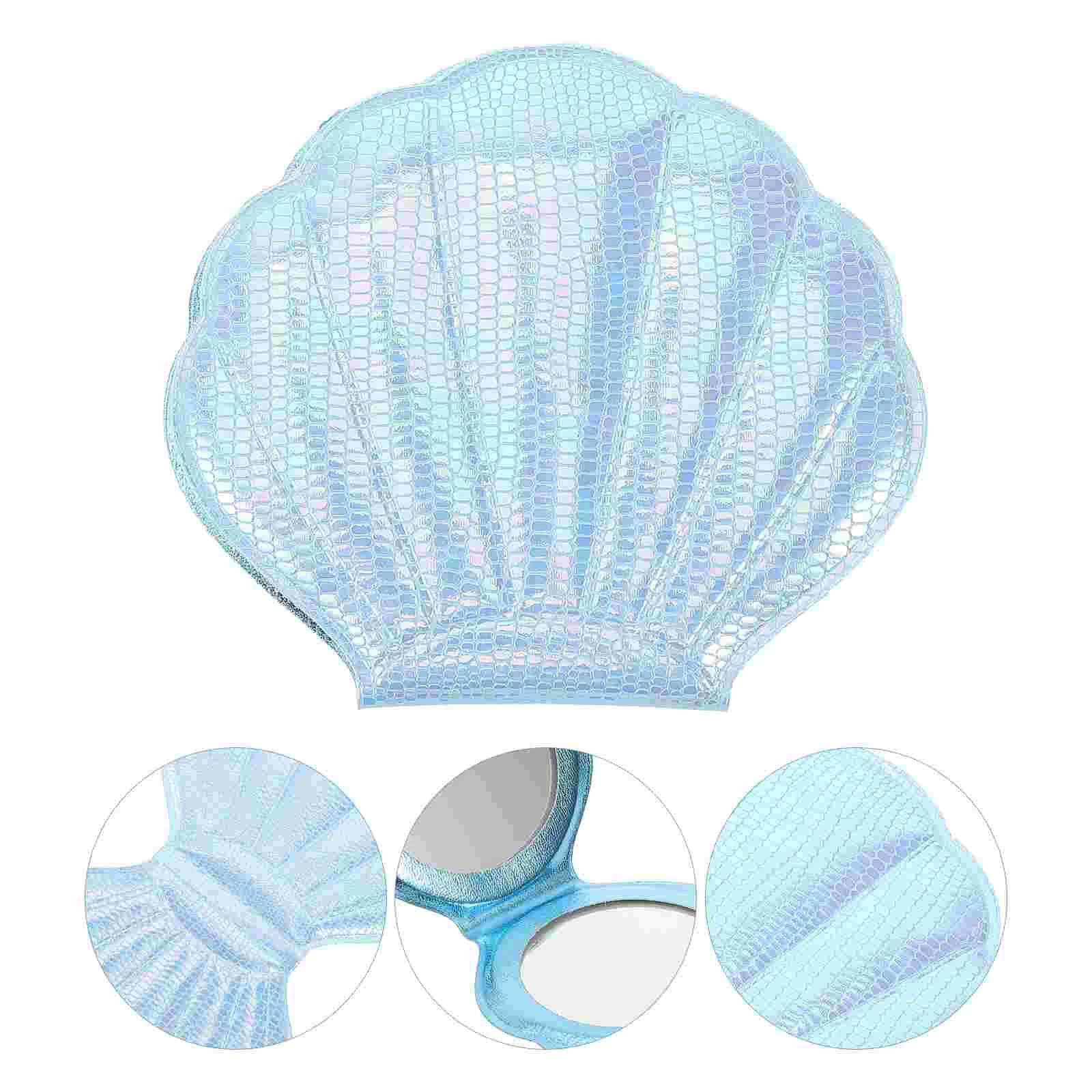 Girly Heart Flash Shell Vanity Mirrors Compact for Women Purse Small Sky-blue Pvc Travel